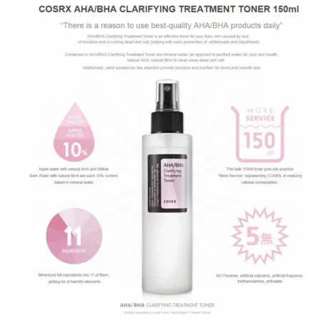 COSRX AHA/BHA Clarifying Treatment Toner - Pleťové tonikum s prírodnými AHA a BHA kyselinami - 150ml