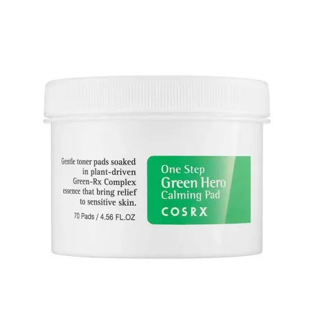 COSRX - One Step Green Hero Calming Pad - Upokojujúce protizápalové pleťové tampóny - 70ks